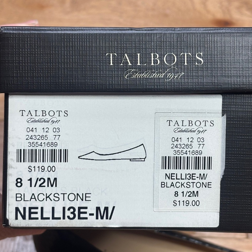Talbots Nelli Flats Women 8.5 Blackstone Black Snakeskin Pointed Toe NELLI3E-M - Picture 3 of 13